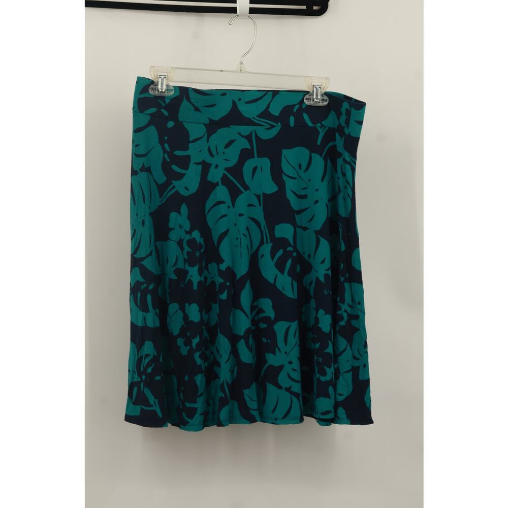 Ann Taylor Loft Womens Pleated High Waist Skirt Tropical Leaf Print Size M Green